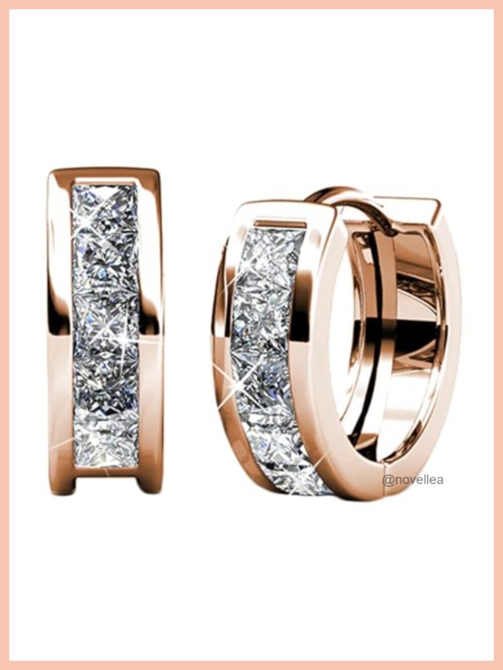 Small Gold-Plated Hoop Earrings with Sparkling Crystals, Dainty 15mm for Women
